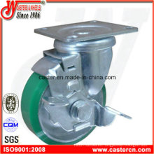 4 Inch Blue PU Swivel with Brake Castor Wheel